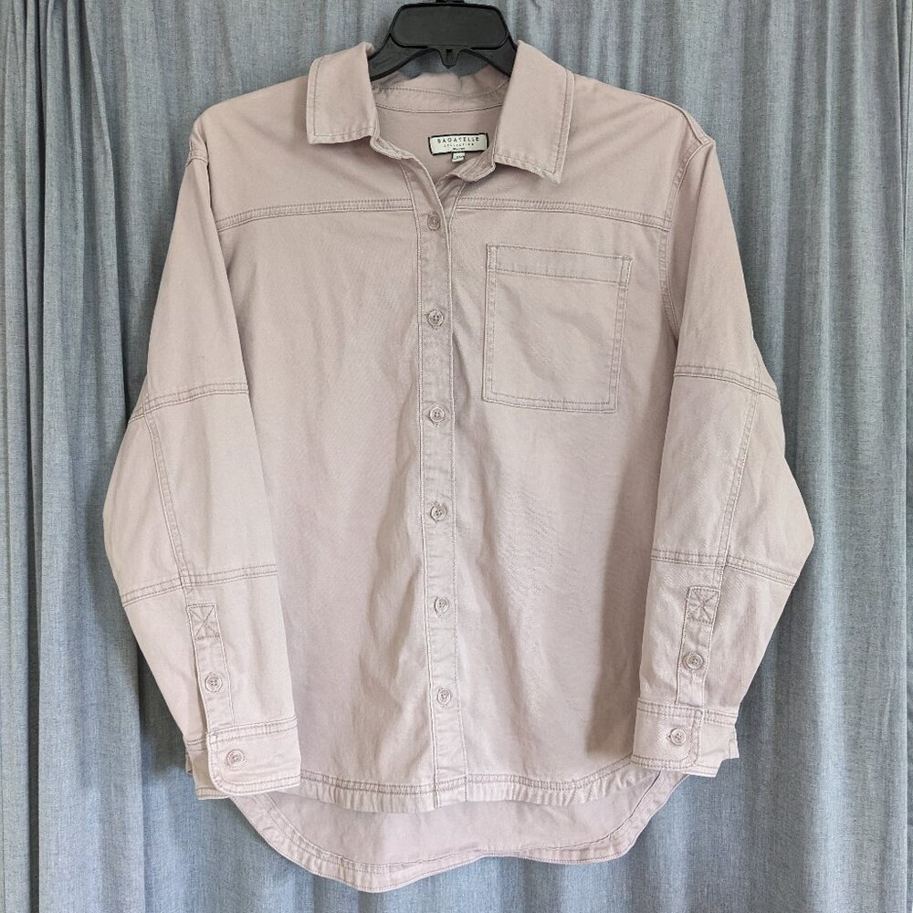 Heavy Work Shirt Shacket Bagatelle Mens XL Button Down Beige Cotton Long Sleeve
